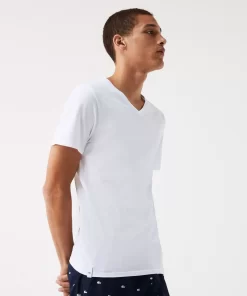 Lacoste Unterwäsche & Loungewear>Slim Fit Herren-T-Shirt Aus Baumwolle Mit V-Ausschnitt Im 3Er-Pack Weis 001