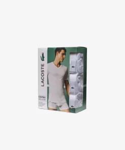 Lacoste Unterwäsche & Loungewear>Slim Fit Herren-T-Shirt Aus Baumwolle Mit V-Ausschnitt Im 3Er-Pack Weis 001