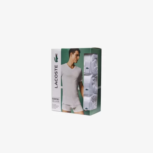 Lacoste Unterwäsche & Loungewear>Slim Fit Herren-T-Shirt Aus Baumwolle Mit V-Ausschnitt Im 3Er-Pack Weis 001