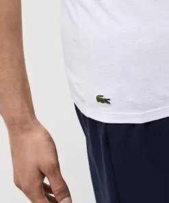 Lacoste Unterwäsche & Loungewear>Slim Fit Herren-T-Shirt Aus Baumwolle Mit V-Ausschnitt Im 3Er-Pack Weis 001