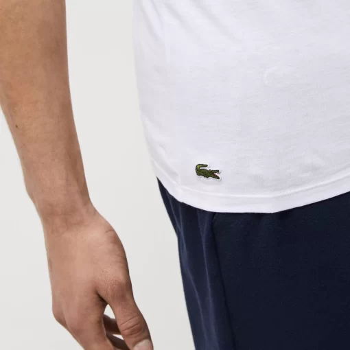 Lacoste Unterwäsche & Loungewear>Slim Fit Herren-T-Shirt Aus Baumwolle Mit V-Ausschnitt Im 3Er-Pack Weis 001