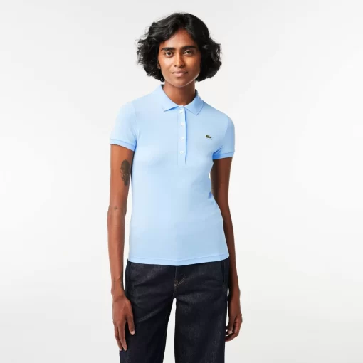 Lacoste Poloshirts>Slim Fit Poloshirt Aus Baumwolljersey Pastellblau Hbp