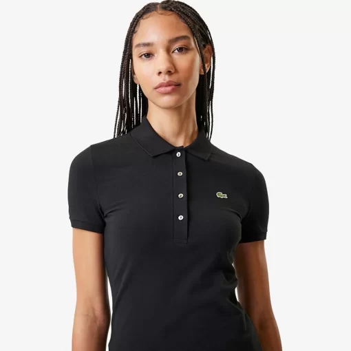 Lacoste Poloshirts>Slim Fit Poloshirt Aus Baumwolljersey Schwarz 031