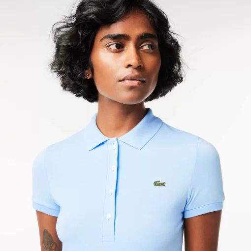 Lacoste Poloshirts>Slim Fit Poloshirt Aus Baumwolljersey Pastellblau Hbp