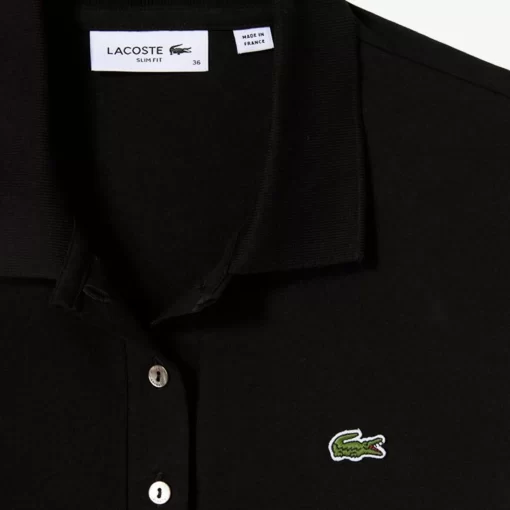 Lacoste Poloshirts>Slim Fit Poloshirt Aus Baumwolljersey Schwarz 031