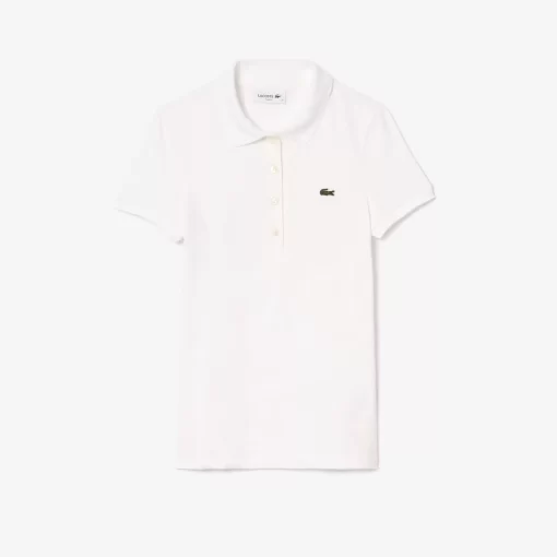 Lacoste Poloshirts>Slim Fit Poloshirt Aus Baumwolljersey Weis 001