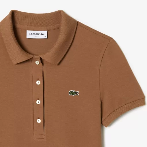 Lacoste Poloshirts>Slim Fit Poloshirt Aus Baumwolljersey Braun Six