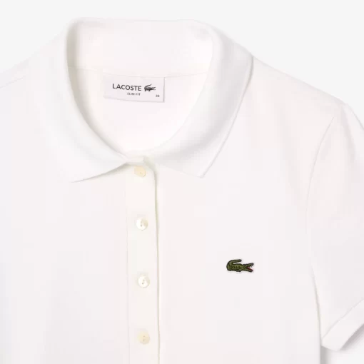 Lacoste Poloshirts>Slim Fit Poloshirt Aus Baumwolljersey Weis 001