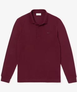 Lacoste Poloshirts>Smart Paris Langarm-Poloshirt Aus Baumwoll-Pique Dunkelrot Sxl