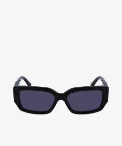 Lacoste Sonnenbrillen>Sonnenbrille Monogram Mit Eckigem Acetatrahmen Black / Blue / Black 001