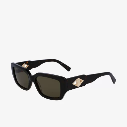 Lacoste Sonnenbrillen>Sonnenbrille Monogram Mit Eckigem Acetatrahmen Havana Brn 214