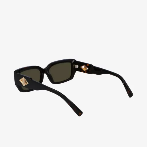 Lacoste Sonnenbrillen>Sonnenbrille Monogram Mit Eckigem Acetatrahmen Havana Brn 214