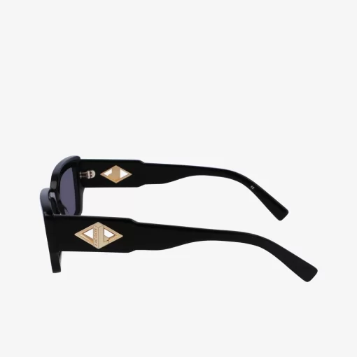 Lacoste Sonnenbrillen>Sonnenbrille Monogram Mit Eckigem Acetatrahmen Black / Blue / Black 001