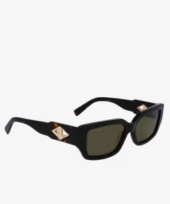 Lacoste Sonnenbrillen>Sonnenbrille Monogram Mit Eckigem Acetatrahmen Havana Brn 214