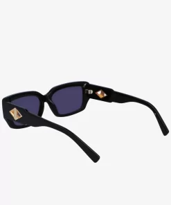 Lacoste Sonnenbrillen>Sonnenbrille Monogram Mit Eckigem Acetatrahmen Black / Blue / Black 001