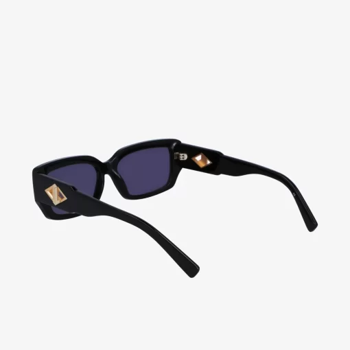 Lacoste Sonnenbrillen>Sonnenbrille Monogram Mit Eckigem Acetatrahmen Black / Blue / Black 001