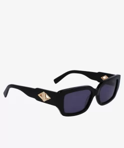 Lacoste Sonnenbrillen>Sonnenbrille Monogram Mit Eckigem Acetatrahmen Black / Blue / Black 001