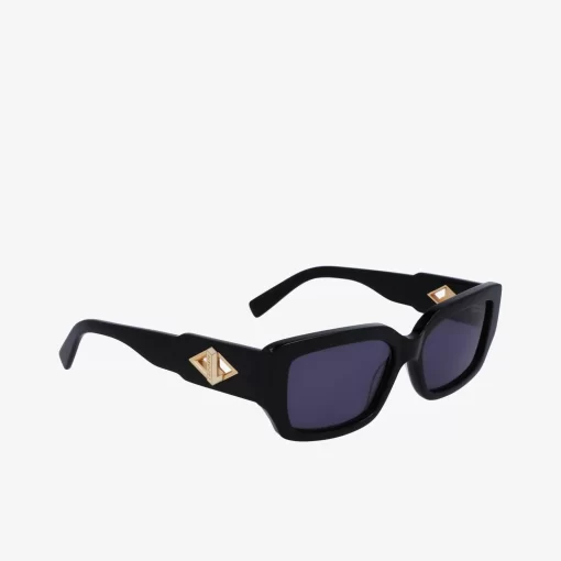 Lacoste Sonnenbrillen>Sonnenbrille Monogram Mit Eckigem Acetatrahmen Black / Blue / Black 001