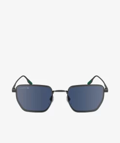 Lacoste Sonnenbrillen>Sonnenbrille Retro Mit Eckigem Metallrahmen Matte Dark Ruthenium 033