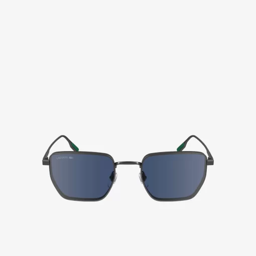 Lacoste Sonnenbrillen>Sonnenbrille Retro Mit Eckigem Metallrahmen Matte Dark Ruthenium 033