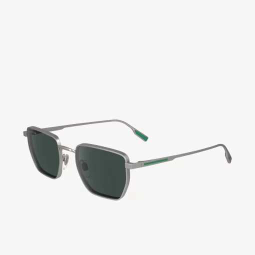 Lacoste Sonnenbrillen>Sonnenbrille Retro Mit Eckigem Metallrahmen Matte Light Gunmetal 038