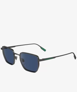 Lacoste Sonnenbrillen>Sonnenbrille Retro Mit Eckigem Metallrahmen Matte Dark Ruthenium 033