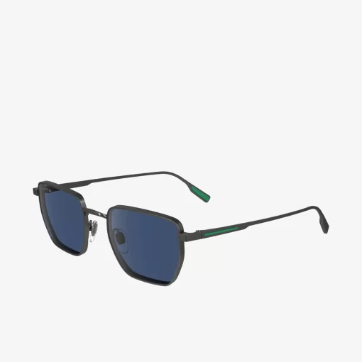 Lacoste Sonnenbrillen>Sonnenbrille Retro Mit Eckigem Metallrahmen Matte Dark Ruthenium 033