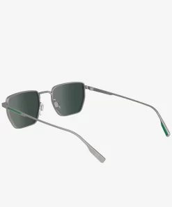 Lacoste Sonnenbrillen>Sonnenbrille Retro Mit Eckigem Metallrahmen Matte Light Gunmetal 038