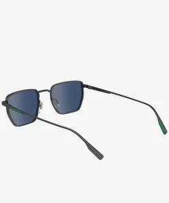 Lacoste Sonnenbrillen>Sonnenbrille Retro Mit Eckigem Metallrahmen Matte Dark Ruthenium 033