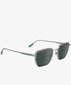 Lacoste Sonnenbrillen>Sonnenbrille Retro Mit Eckigem Metallrahmen Matte Light Gunmetal 038