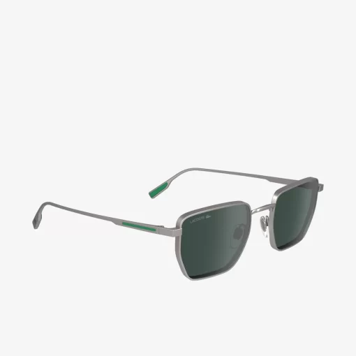 Lacoste Sonnenbrillen>Sonnenbrille Retro Mit Eckigem Metallrahmen Matte Light Gunmetal 038