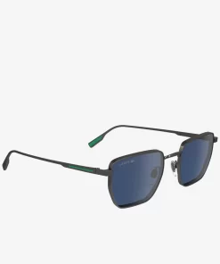 Lacoste Sonnenbrillen>Sonnenbrille Retro Mit Eckigem Metallrahmen Matte Dark Ruthenium 033