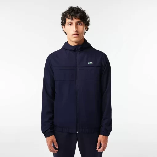 Lacoste Fitnessstudio & Training>Sportjacke Mit Kapuze Aus Recycelten Fasern Navy Blau 5Fs