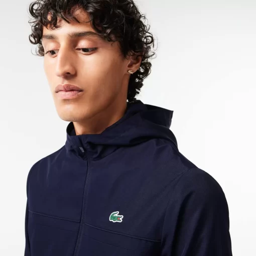 Lacoste Fitnessstudio & Training>Sportjacke Mit Kapuze Aus Recycelten Fasern Navy Blau 5Fs