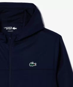 Lacoste Fitnessstudio & Training>Sportjacke Mit Kapuze Aus Recycelten Fasern Navy Blau 5Fs