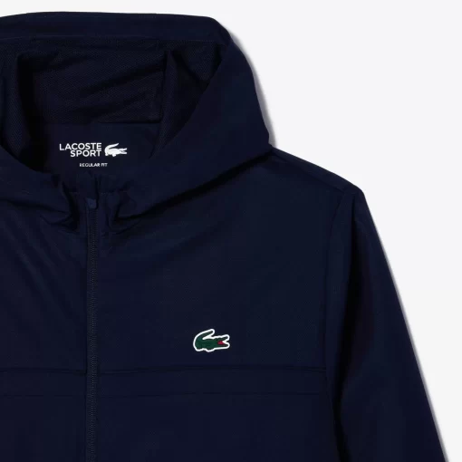 Lacoste Fitnessstudio & Training>Sportjacke Mit Kapuze Aus Recycelten Fasern Navy Blau 5Fs