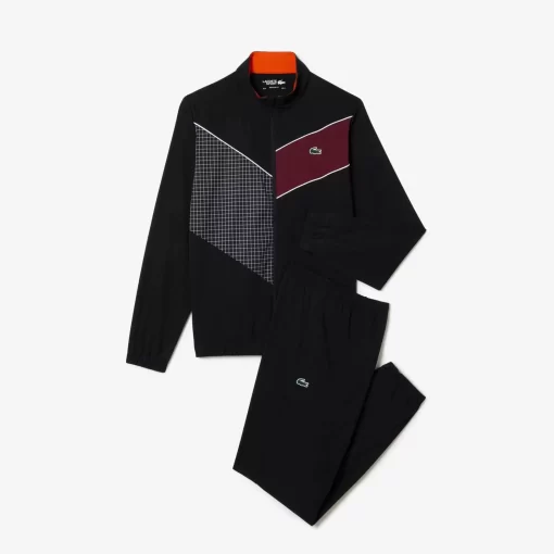 Lacoste Tennis>Sportsuit Tennis-Trainingsanzug Auf Stretch-Gewebe Schwarz / Orange / Burgunder / Weis Lir