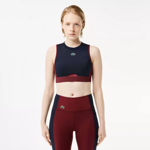 Lacoste Fitnessstudio & Training>Stretch Sport-Bh Navy Blau / Burgunder R1I