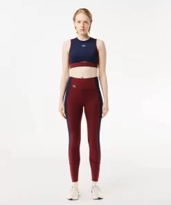 Lacoste Fitnessstudio & Training>Stretch-Sport-Leggings Mit Taschen Burgunder / Navy Blau Lgi