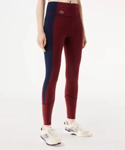 Lacoste Fitnessstudio & Training>Stretch-Sport-Leggings Mit Taschen Burgunder / Navy Blau Lgi