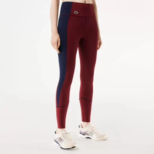 Lacoste Fitnessstudio & Training>Stretch-Sport-Leggings Mit Taschen Burgunder / Navy Blau Lgi