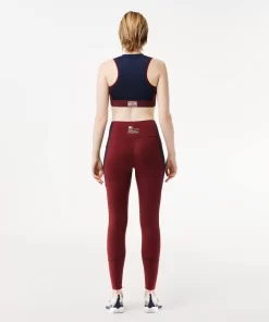 Lacoste Fitnessstudio & Training>Stretch-Sport-Leggings Mit Taschen Burgunder / Navy Blau Lgi