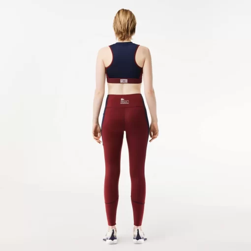 Lacoste Fitnessstudio & Training>Stretch-Sport-Leggings Mit Taschen Burgunder / Navy Blau Lgi