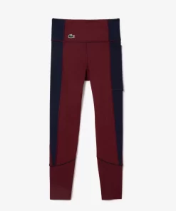 Lacoste Fitnessstudio & Training>Stretch-Sport-Leggings Mit Taschen Burgunder / Navy Blau Lgi