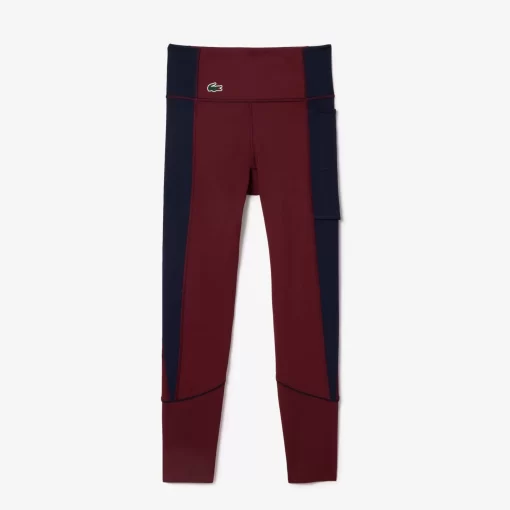 Lacoste Fitnessstudio & Training>Stretch-Sport-Leggings Mit Taschen Burgunder / Navy Blau Lgi