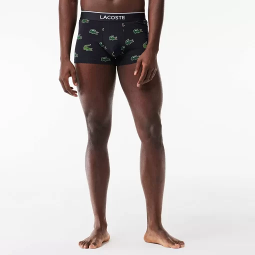 Lacoste Unterwäsche & Loungewear>Stretch-Trunks Mit Croc Print Navy Blau / Weis Kg2