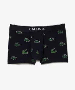 Lacoste Unterwäsche & Loungewear>Stretch-Trunks Mit Croc Print Navy Blau / Weis Kg2