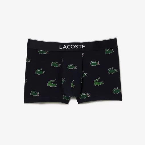 Lacoste Unterwäsche & Loungewear>Stretch-Trunks Mit Croc Print Navy Blau / Weis Kg2