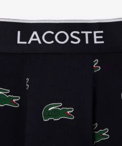 Lacoste Unterwäsche & Loungewear>Stretch-Trunks Mit Croc Print Navy Blau / Weis Kg2