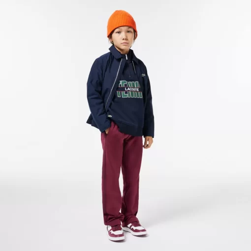 Lacoste Mädchenkleidung>Sweatshirt Aus Bedruckter Baumwolle Mit Stehkragen Navy Blau / Dunkelgrun Lip